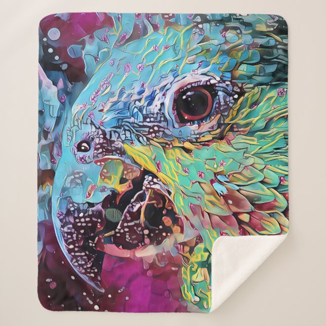 Cobertor Sherpa Design Abstrato de Papagaio Tropical (Frente)