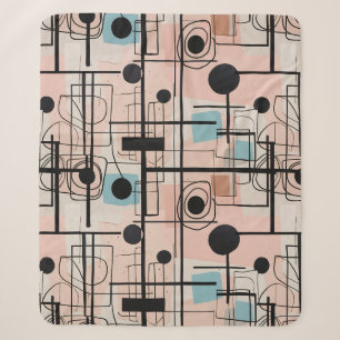 Cobertor Sherpa Design abstrato moderno, Travesseiro decorativo de