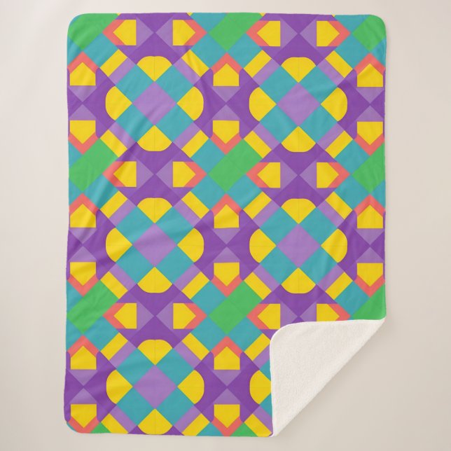 Cobertor Sherpa Design arrojado de blocos de cores geométricas abs (Frente)