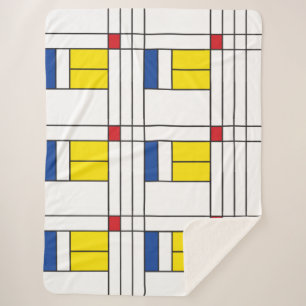 Cobertor Sherpa Design de Arte Moderna Mondrian II Minimalista De 