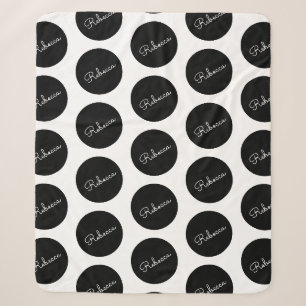 Cobertor Sherpa Design de bolinhas preto e branco retrô-moderno