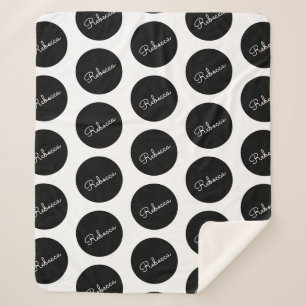 Cobertor Sherpa Design de Bolinhas preto e branco retrormoderno