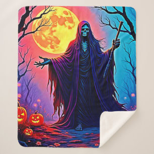 Cobertor Sherpa Design de Chamada da Morte da Lua Spooky