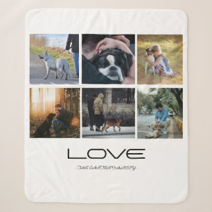 Cobertor Sherpa Design de Colagem de Retrato de Família Cachorro A