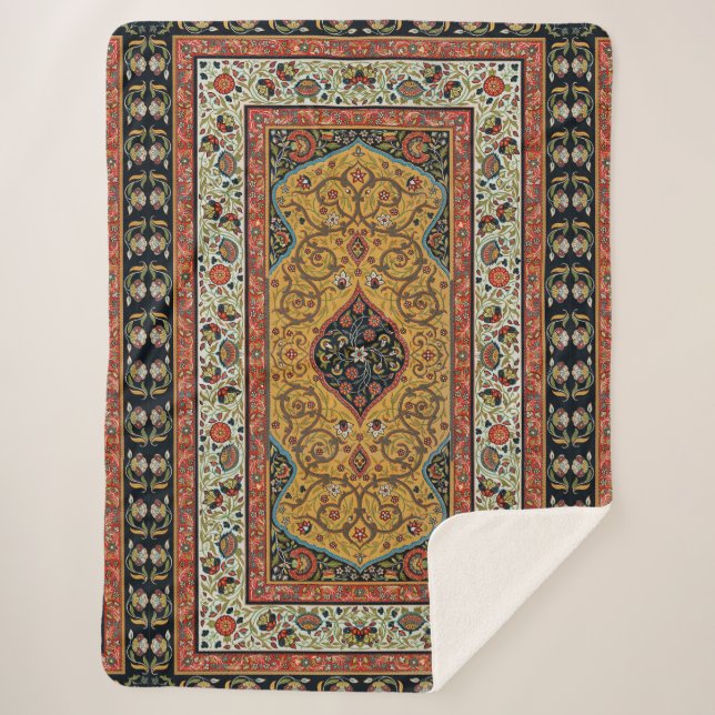 Cobertor Sherpa Design de Elegante de Carpete Persa Antiquado (Frente)