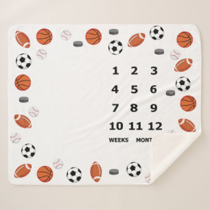 Cobertor Sherpa Design de Esportes em Aberto de Baby Milestone