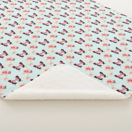 Cobertor Sherpa Design de flor de borboleta