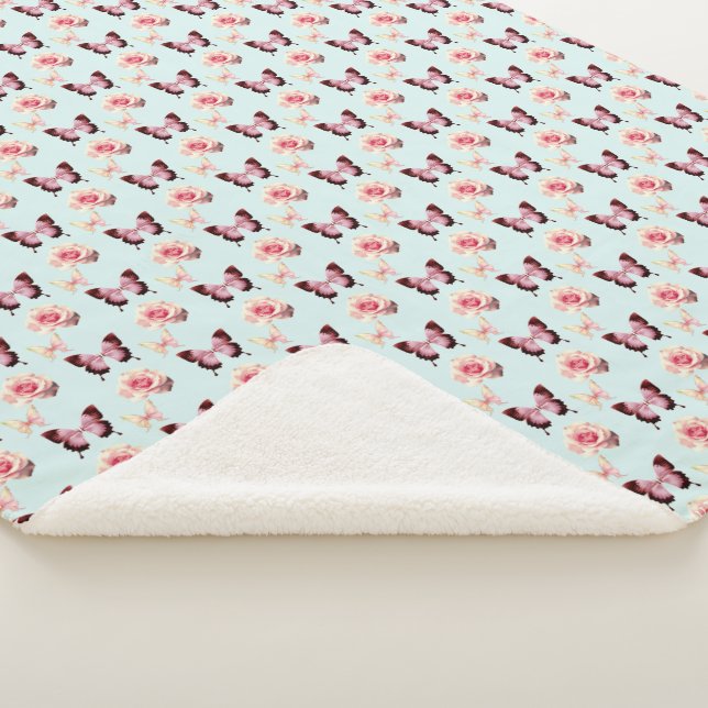 Cobertor Sherpa Design de flor de borboleta (3/4)