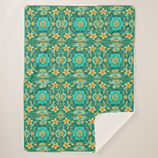 Cobertor Sherpa Design de flor verde