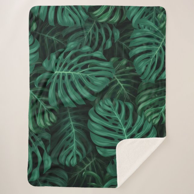 Cobertor Sherpa Design de floresta inspirada (Frente)