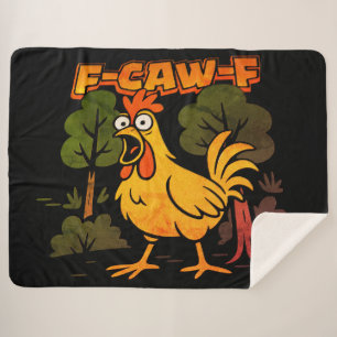 Cobertor Sherpa Design de frango engraçado - F-Caw-F Cartoon Anima