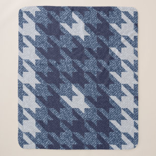 Cobertor Sherpa Design de Fundo de Jeans com Xadrez Houndstooth