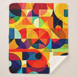 Cobertor Sherpa Design de Geometria de Cor Bauhaus
