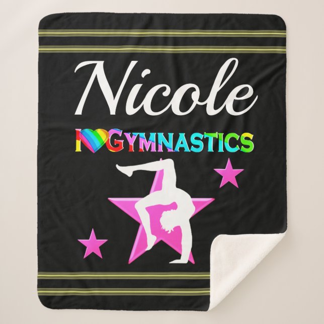 Cobertor Sherpa DESIGN DE GINÁSTICA PERSONALIZADA DE PINCO bonito (Frente)