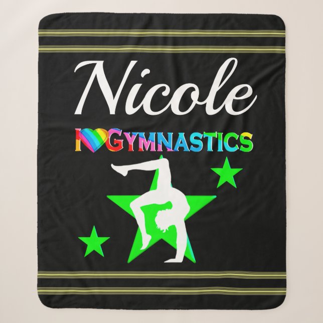 COBERTOR SHERPA DESIGN DE GINÁSTICA PERSONALIZADA VERDE INCRÍVEL (Frente)