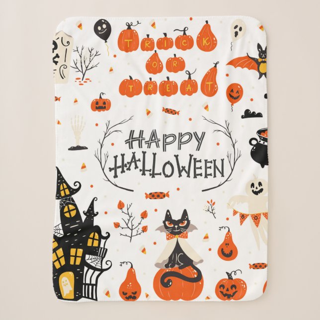 Cobertor Sherpa Design de Halloween. Clipes de Halloween com (Frente)