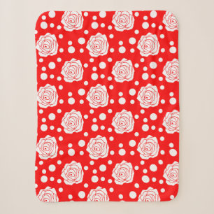 Cobertor Sherpa Design de Ilustração Floral das Bolinhas Brancas V
