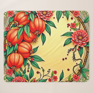 Cobertor Sherpa Design de Ilustração Floral de Queda Festiva