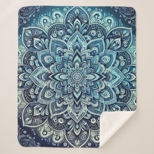 Cobertor Sherpa Design de Mandala Gradiente Azul
