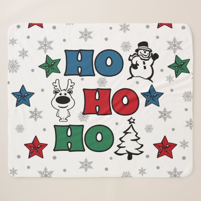 Cobertor Sherpa Design de Natal Ho-Ho (Frente (Horizontal))