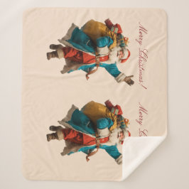 Cobertor Sherpa Design de Natal Personalizado com Papai Noel Vinta