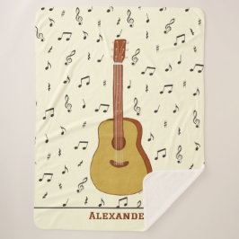 Cobertor Sherpa Design de Nota de Música Guitarista Cozy