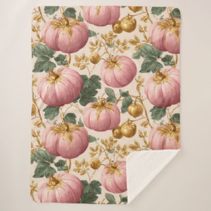 Cobertor Sherpa Design de outono de Pumpkins Rosa Elegante