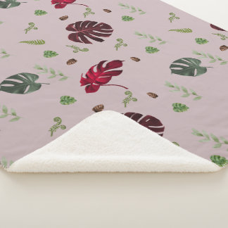 Cobertor Sherpa design de padrão contínuo de Monstera