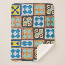 Cobertor Sherpa Design de padrão de Azulejo de cerâmicos colorido