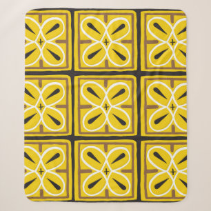 Cobertor Sherpa Design de Padrão de Azulejos Ornamentais Vintage