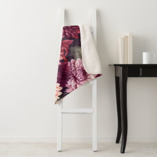 Cobertor Sherpa Design de Padrão de Dahlia Rosa-Vermelho-Cria