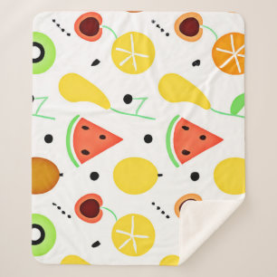Cobertor Sherpa Design de Padrão de Frutas Tropicais