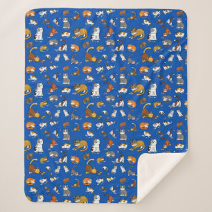Cobertor Sherpa design de padrão de gato giro azul para amantes d