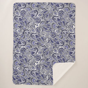 Cobertor Sherpa Design de padrões branco-azul-esmalte