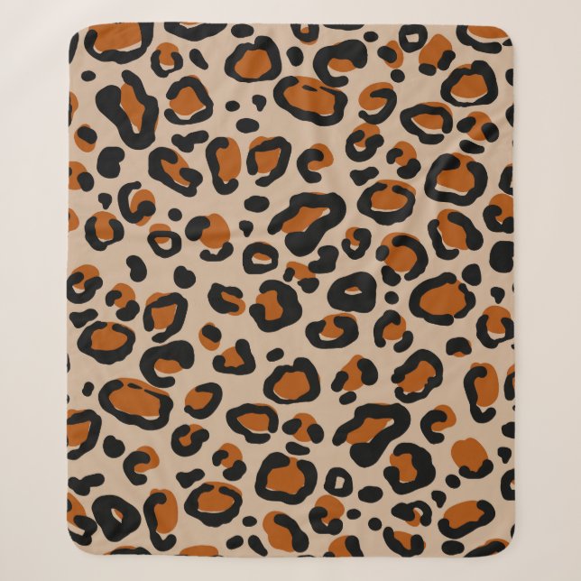 Cobertor Sherpa Design de peles de leopardo, padrão sem descontinu (Frente)