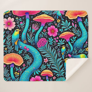 Cobertor Sherpa Design de Sonho Whimsical em Floresta Encantada