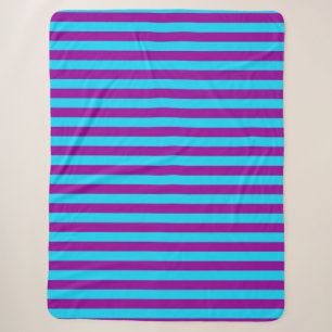 Cobertor Sherpa Design de Stripes Azul e Púrpura