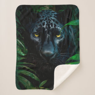 Cobertor Sherpa Design de Vida Selvagem da Selva da Pantera Negra