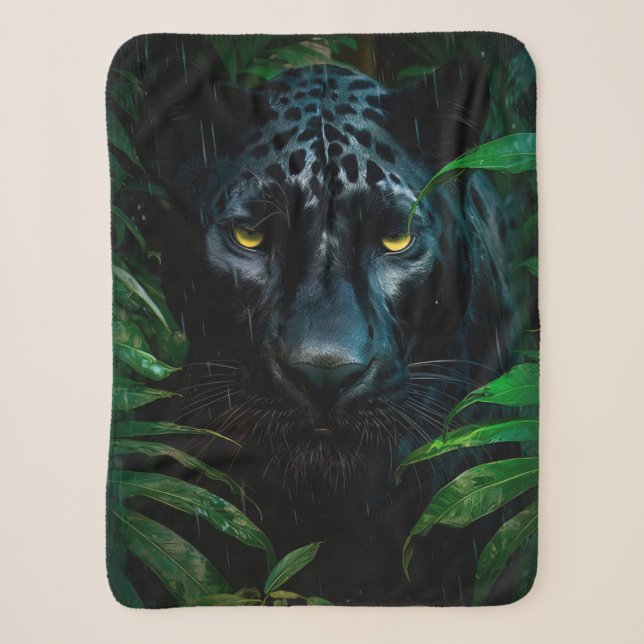 Cobertor Sherpa Design de Vida Selvagem da Selva da Pantera Negra  (Frente)