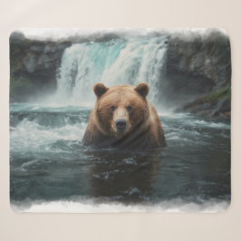 Cobertor Sherpa Design de Vida Selvagem de Urso Grizzly e Cascata