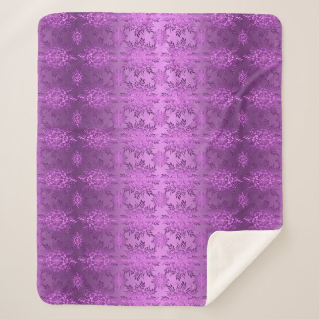 Cobertor Sherpa Design de Violeta Floral Retroativa (Frente)