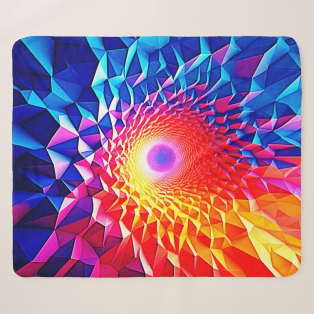 Cobertor Sherpa Design de Vórtice de Cor Geométrica Prismática (Frente (Horizontal))