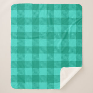 Cobertor Sherpa Design de xadrez gingado azul-verde e turquesa