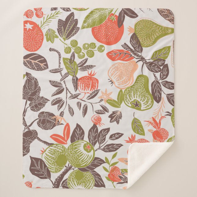 Cobertor Sherpa Design decorativa de fruta de outono. (Frente)