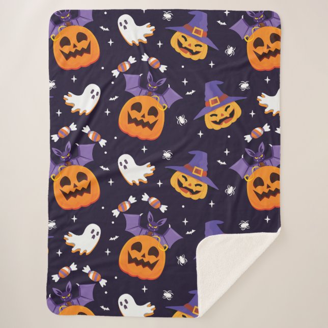 Cobertor Sherpa Design Feliz Halloween Blankets (Frente)