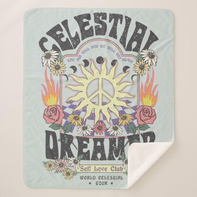 Cobertor Sherpa DESIGN gráfico SREAMER SUN ROSA TSHIRT CELESTIAL (Frente)