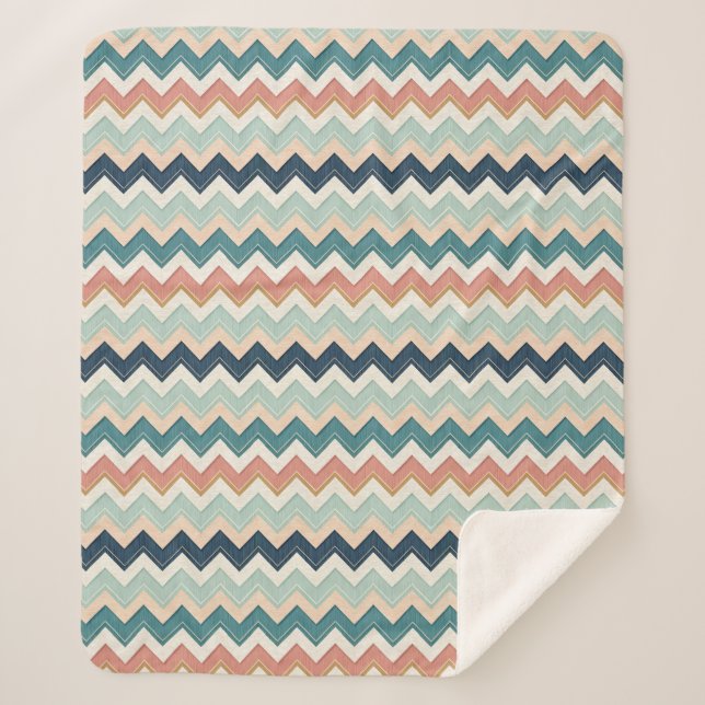 Cobertor Sherpa Design Moderno Chevron Personalizado Macio (Frente)
