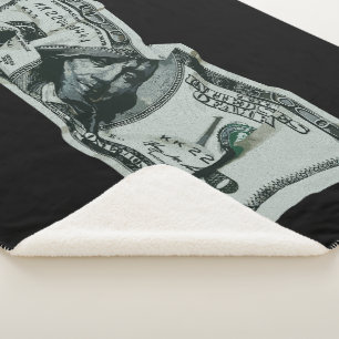 Cobertor Sherpa Design Moderno da Nota de $100 Amassada