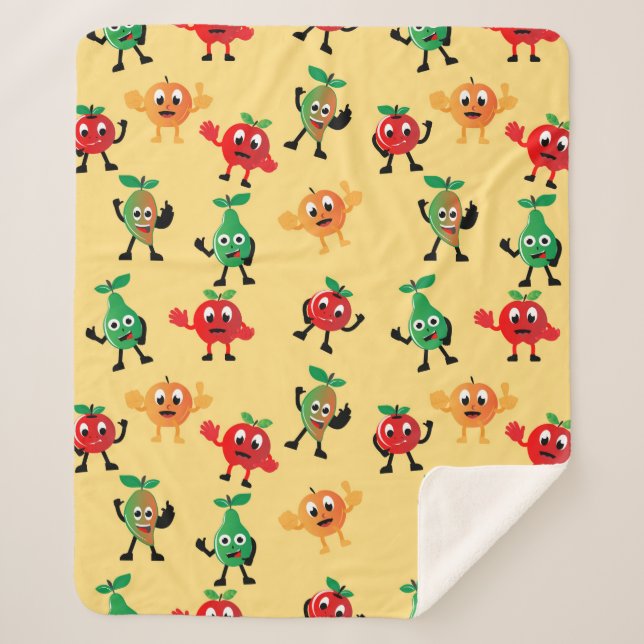 Cobertor Sherpa Design patterns with cute fruit character shapesab (Frente)