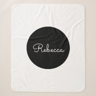 Cobertor Sherpa Design Retro-Moderno de Roteiro Branco Editável Le